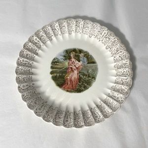 Vintage NASCO GARDEN WALL - 
22 K GOLD plate serving dish